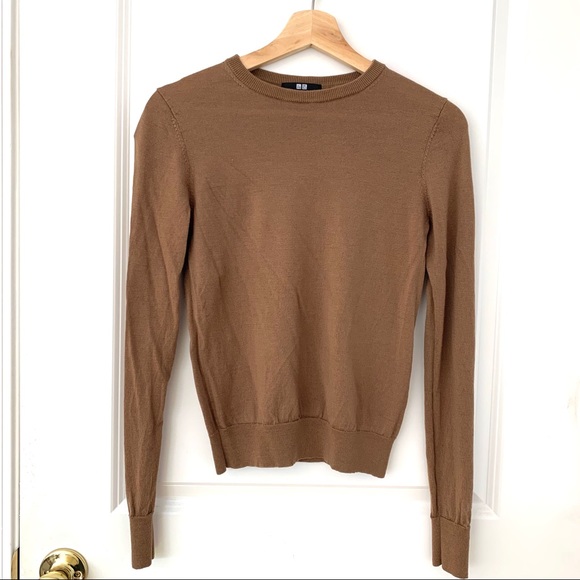 Uniqlo Brown Merino Wool Crew Neck Sweater - Picture 1 of 8